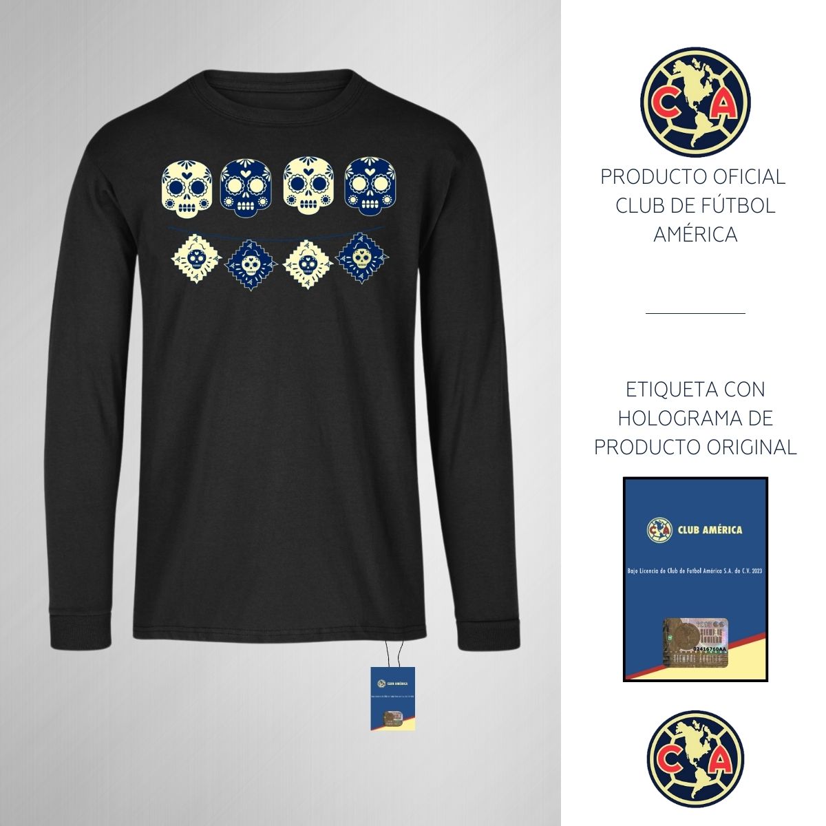 Playera M Larga Niños América Día de muertos Calavera