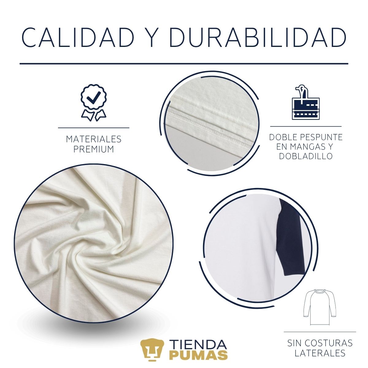 Playera Raglán Manga 3/4 Hombre Pumas UNAM Emblema Rosa Vinil