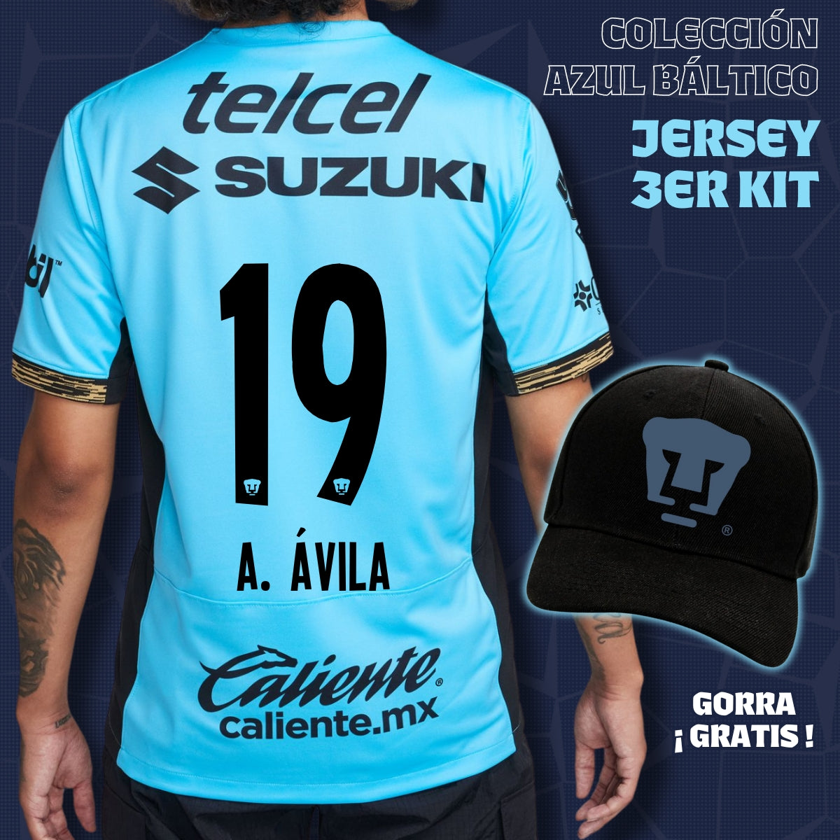 19 Ali Ávila - Colección Azul Báltico - Jersey Tercer Kit + Gorra de Regalo