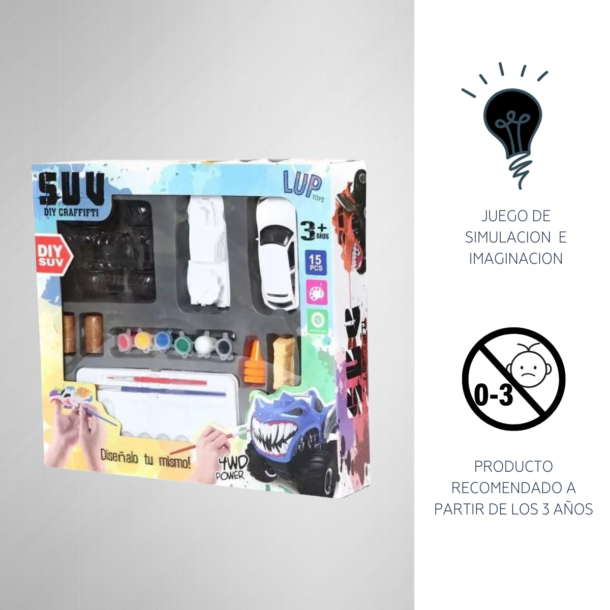 Carrito Set para Armar y Pintar Incluye Pintura DIY