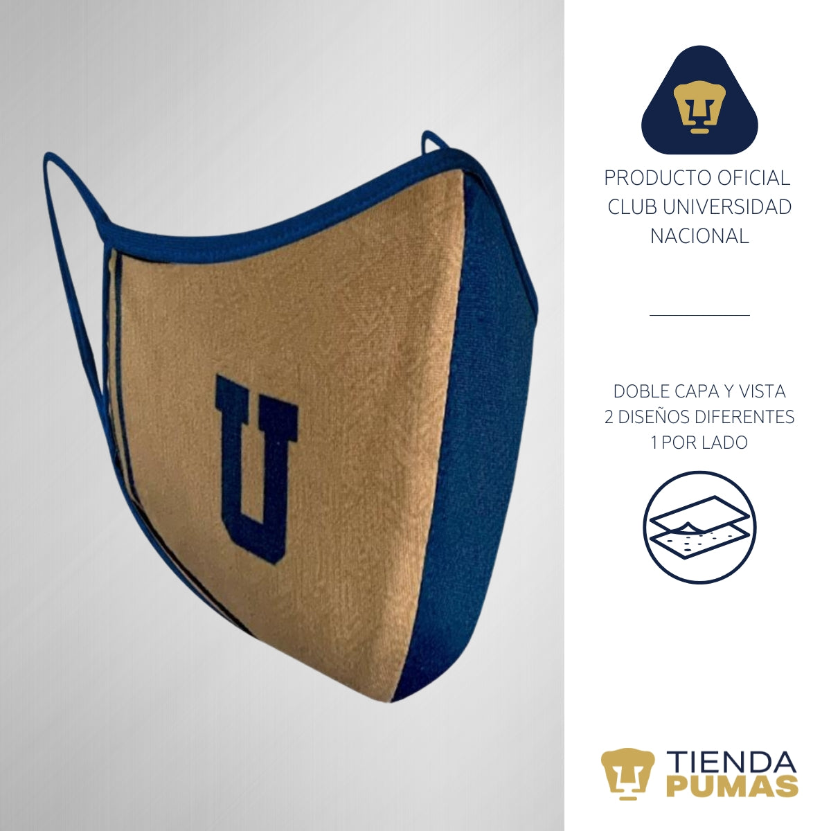 Cubrebocas Pumas Doble Capa