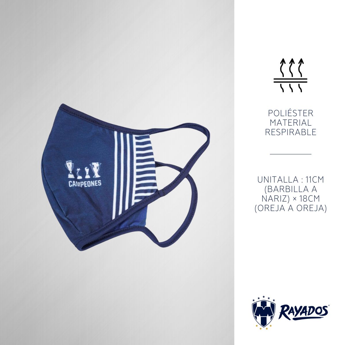 Cubrebocas Doble Vista Fanatiker Rayados Reutilizable