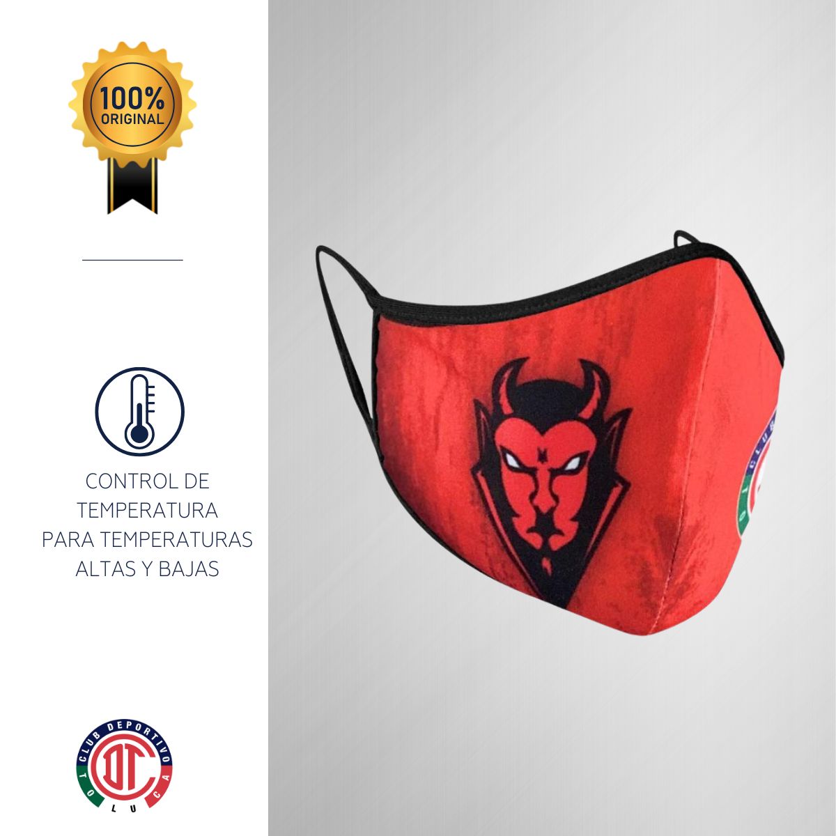 Cubrebocas Doble Vista Fanatiker Toluca Reutilizable