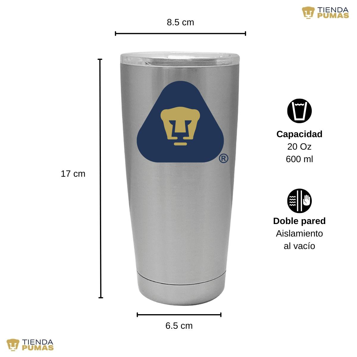 Termo 20 Oz Pumas UNAM Logo Triángulo