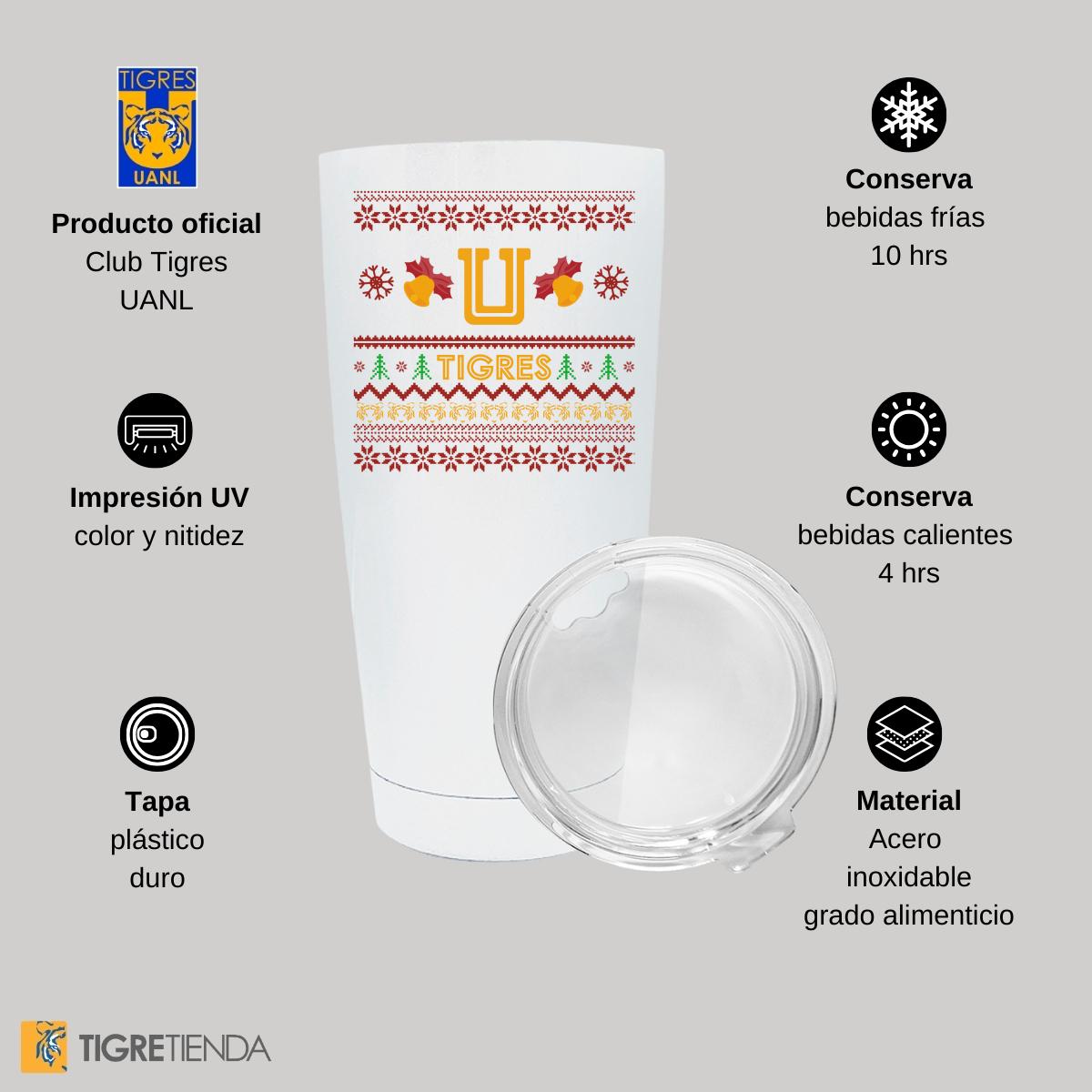 Termo 20 Oz Tigres UANL Edición Navideño