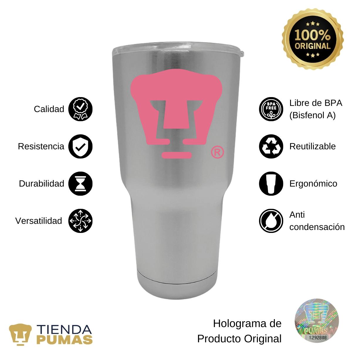 Termo 30 Oz Pumas UNAM Logo Rosa