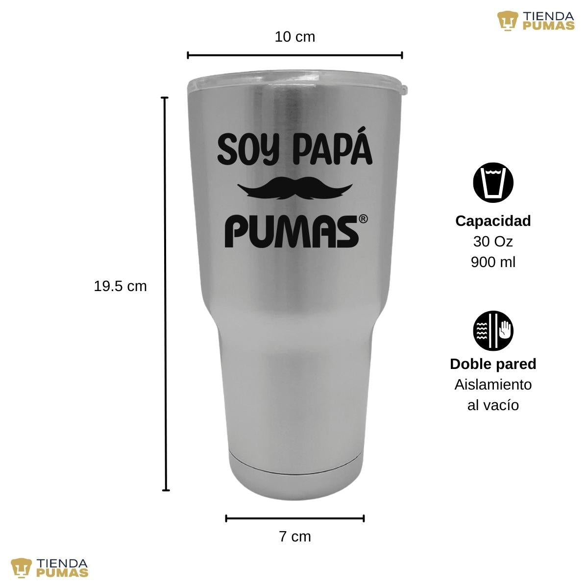 Termo Vaso Térmico 30 Oz Pumas UNAM Soy Papá