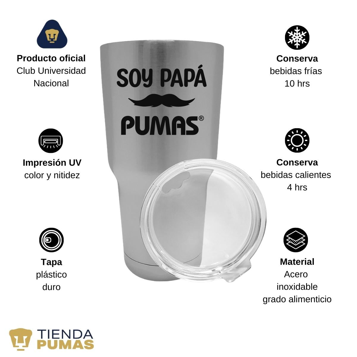 Termo Vaso Térmico 30 Oz Pumas UNAM Soy Papá