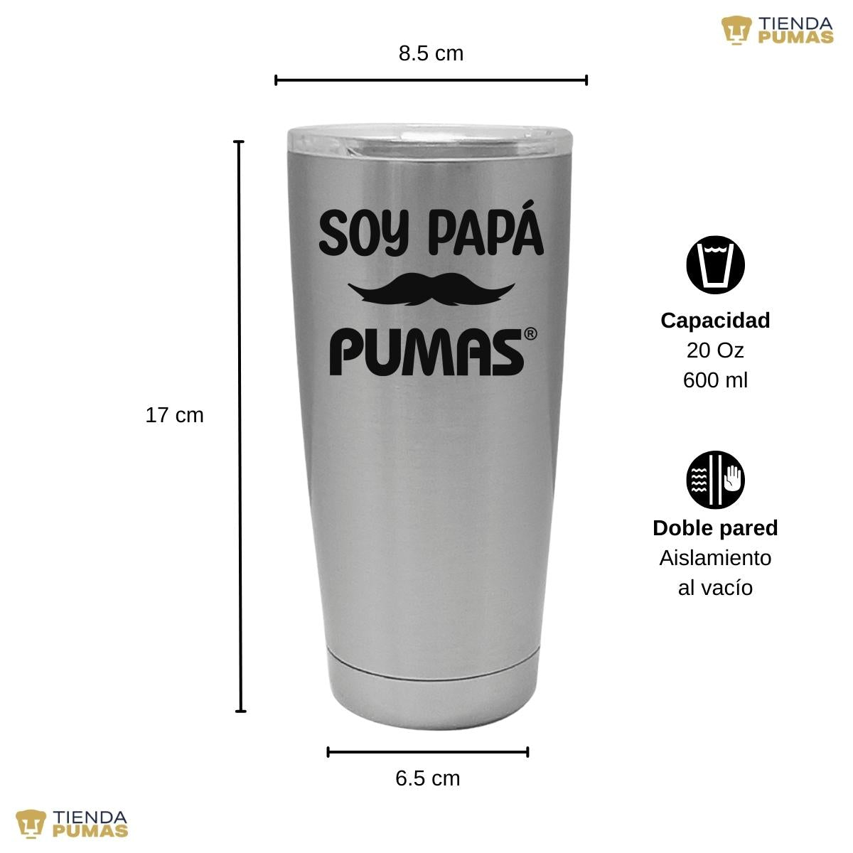 Termo Vaso Térmico 20 Oz Pumas UNAM Soy Papá