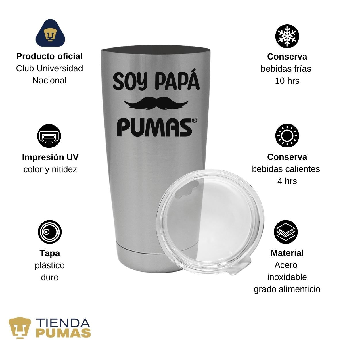 Termo Vaso Térmico 20 Oz Pumas UNAM Soy Papá