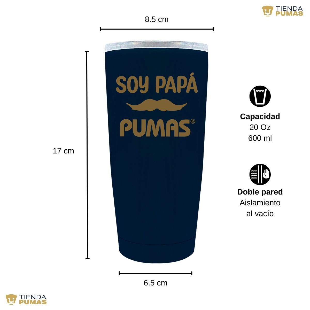 Termo Vaso Térmico 20 Oz Pumas UNAM Soy Papá