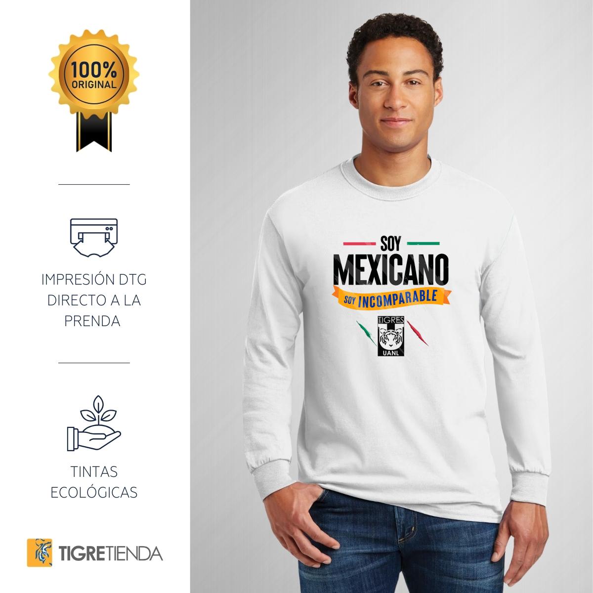 Playera Hombre Tigres Mexicano Incomparable Manga Larga
