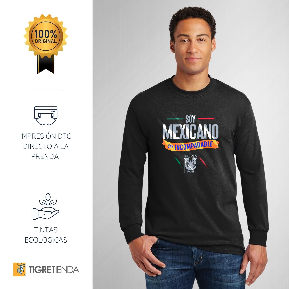 Playera Hombre Tigres Mexicano Incomparable Manga Larga