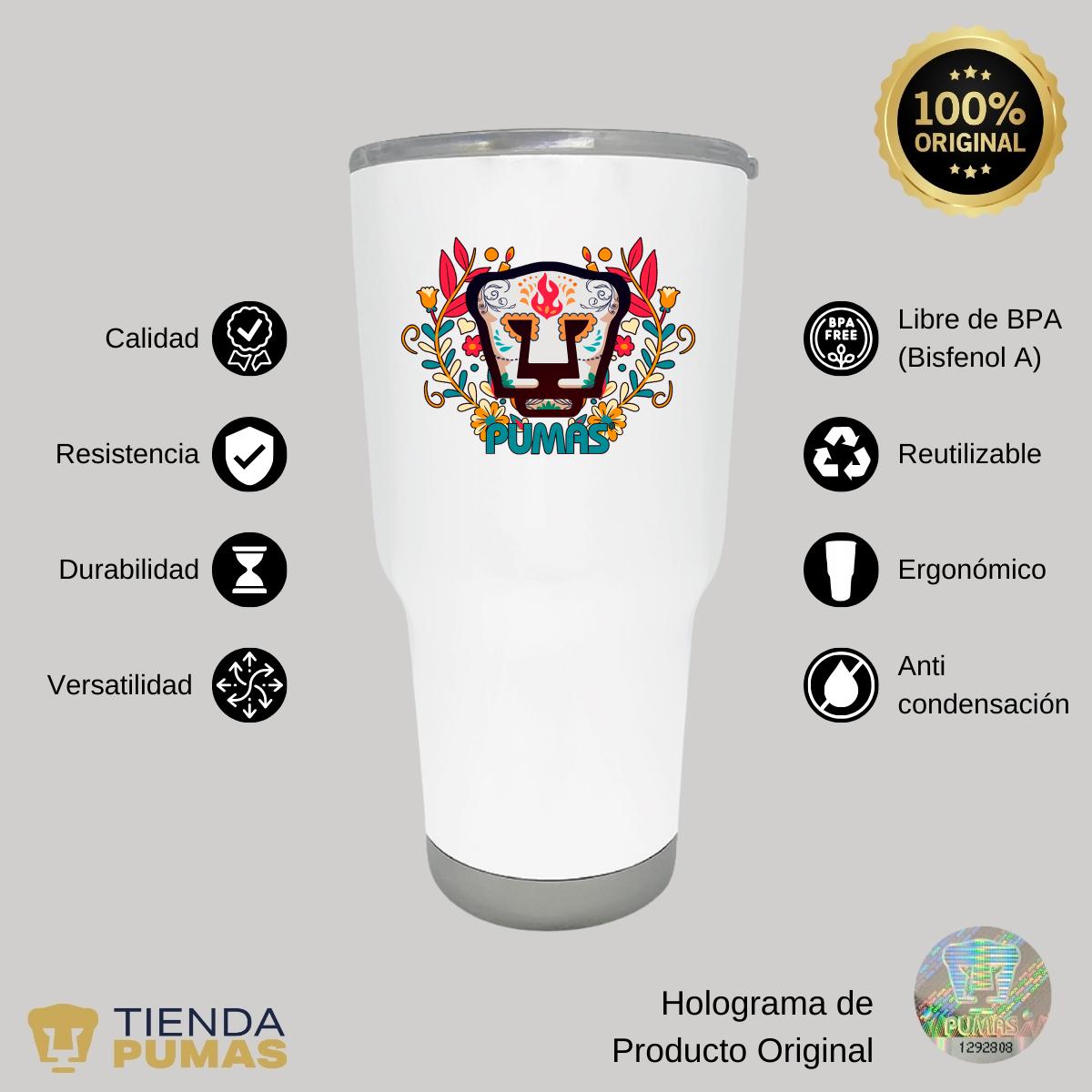 Termo 30 Oz Pumas UNAM Día de Muertos