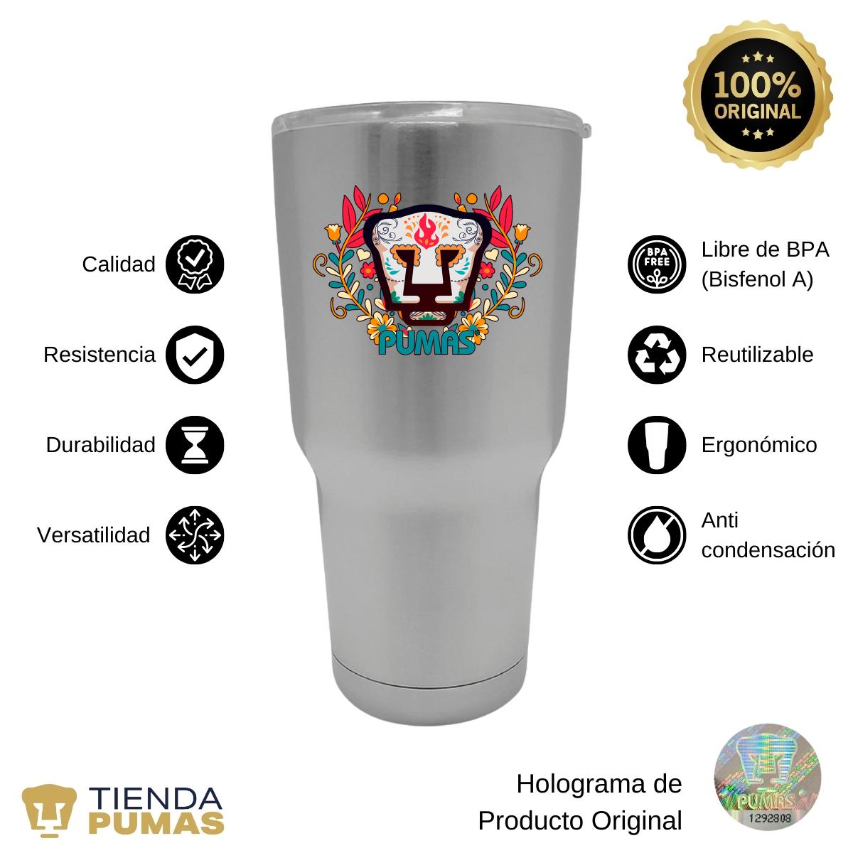 Termo 30 Oz Pumas UNAM Día de Muertos