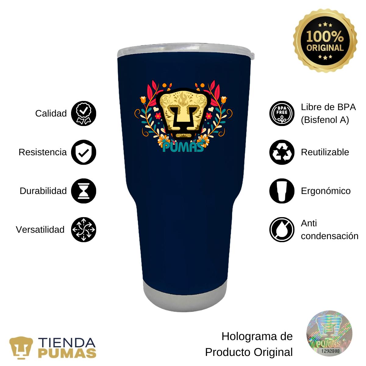 Termo 30 Oz Pumas UNAM Día de Muertos