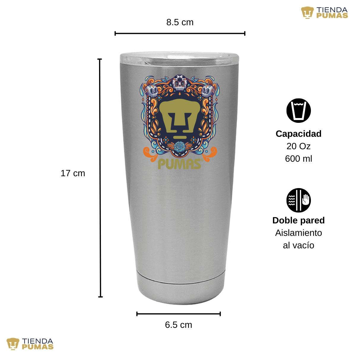 Termo 20 Oz Pumas UNAM Día de Muertos Celeste