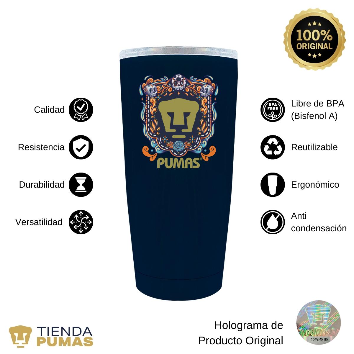 Termo 20 Oz Pumas UNAM Día de Muertos Celeste