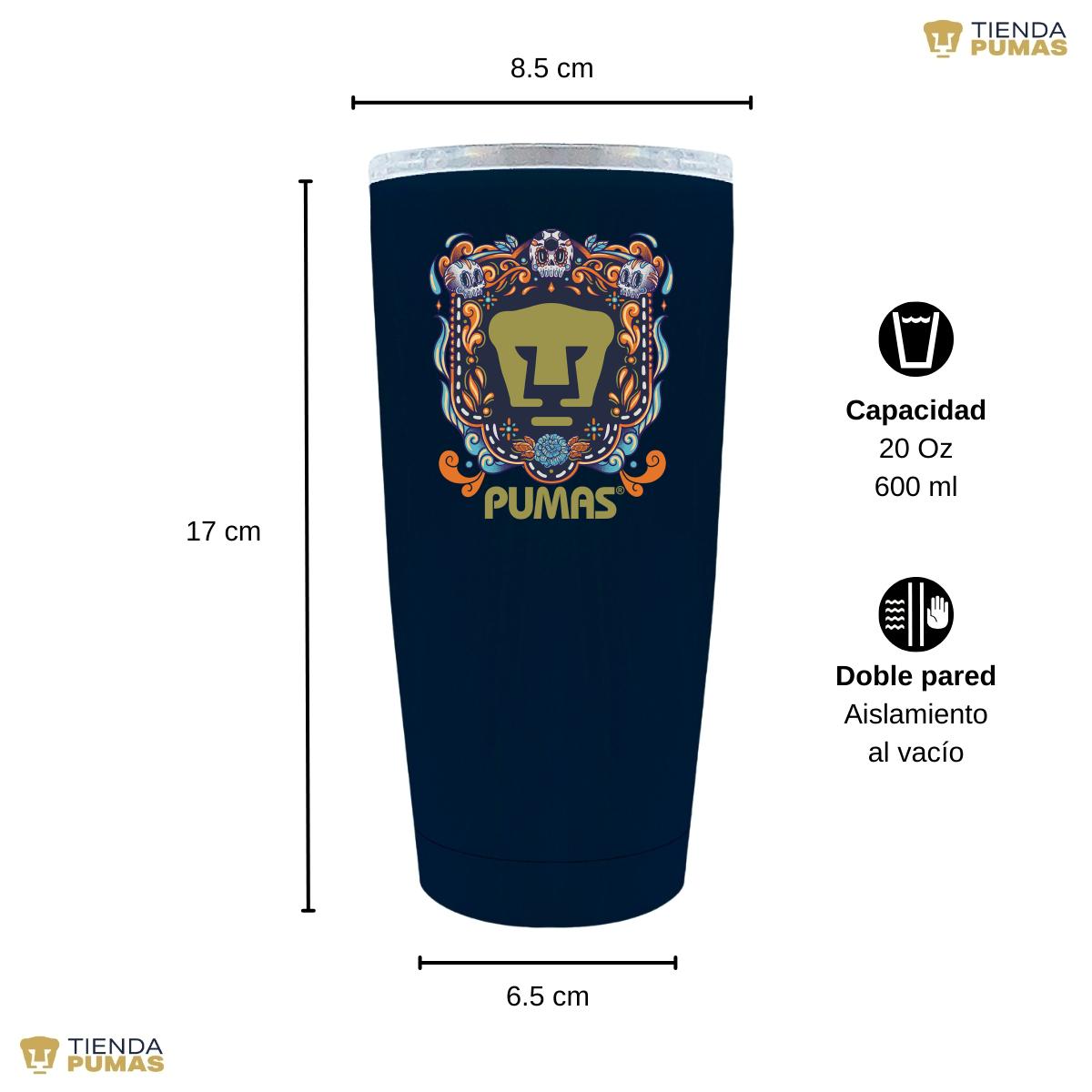 Termo 20 Oz Pumas UNAM Día de Muertos Celeste