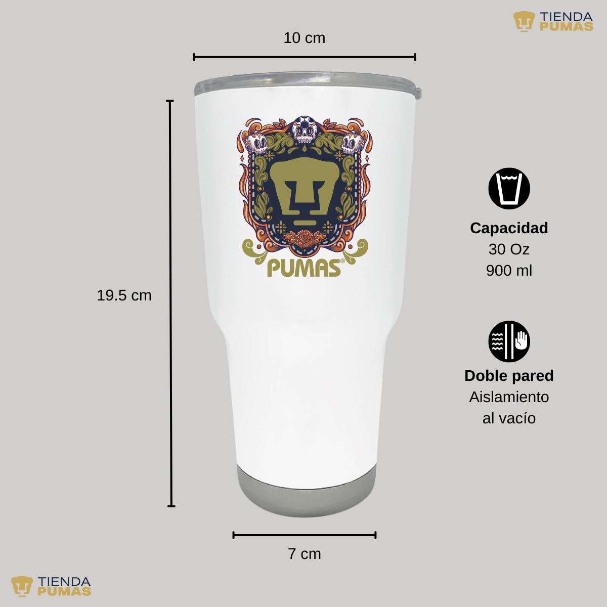 Termo 30 Oz Pumas UNAM Día de Muertos Naranja