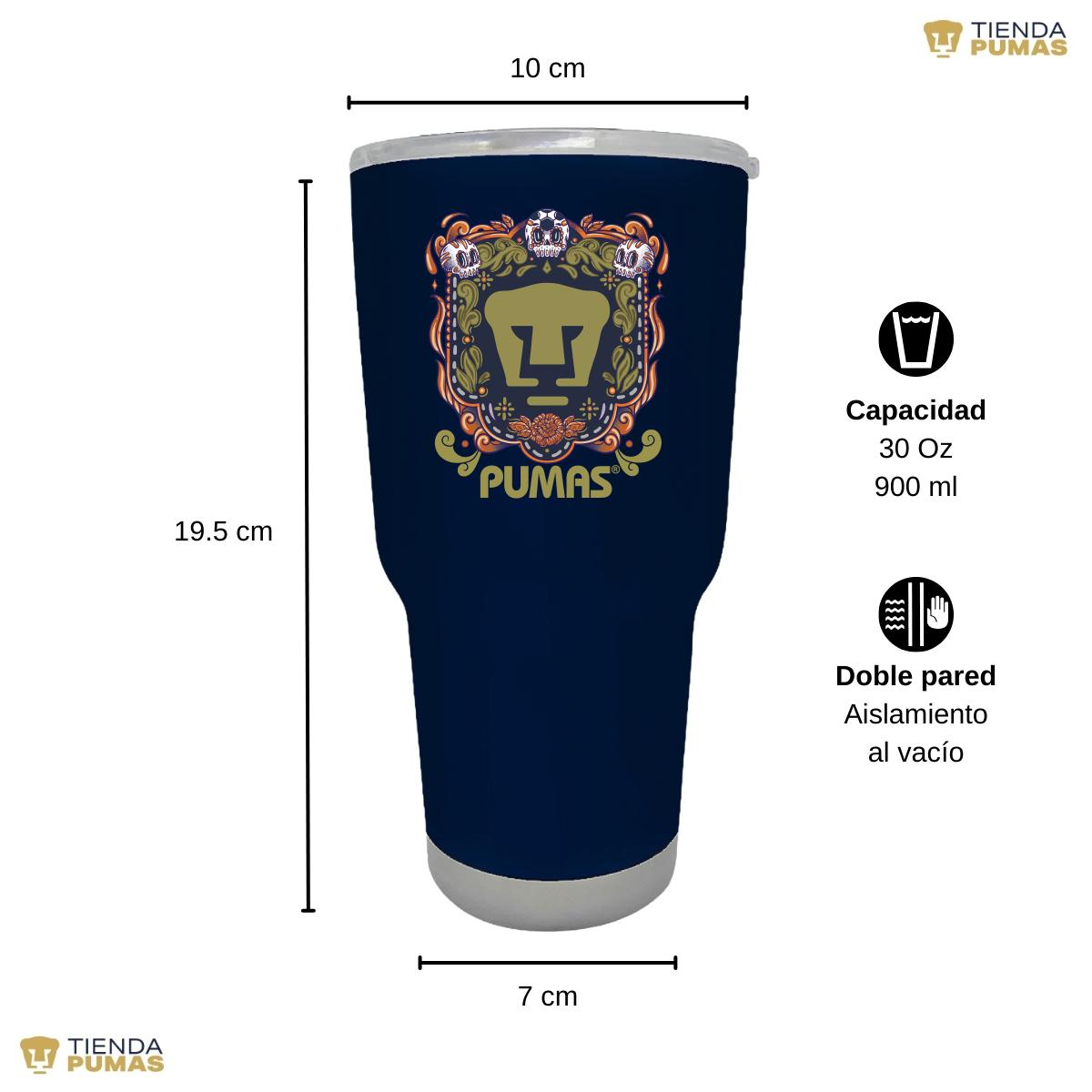 Termo 30 Oz Pumas UNAM Día de Muertos Naranja