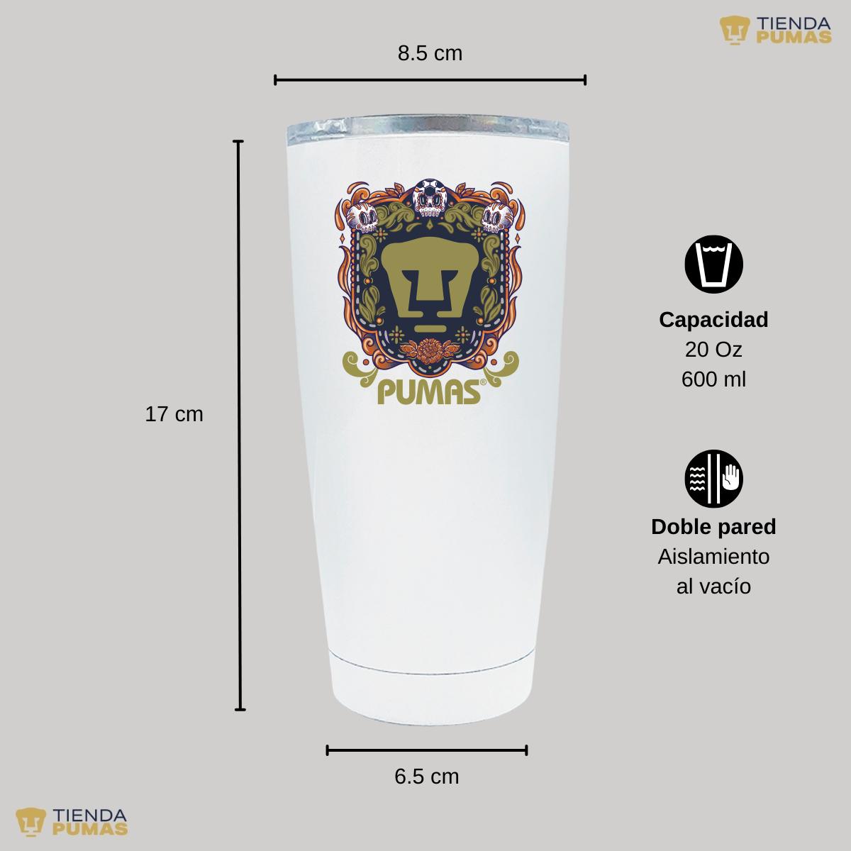 Termo 20 Oz Pumas UNAM Día de Muertos Naranja