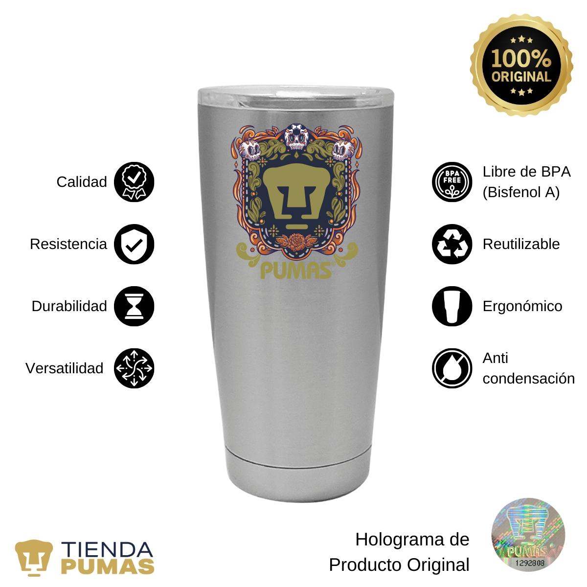 Termo 20 Oz Pumas UNAM Día de Muertos Naranja