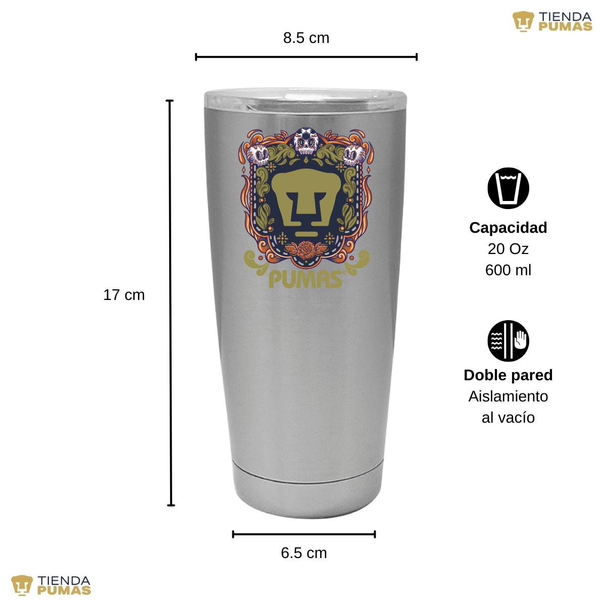 Termo 20 Oz Pumas UNAM Día de Muertos Naranja