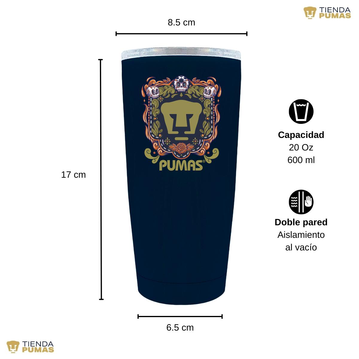 Termo 20 Oz Pumas UNAM Día de Muertos Naranja