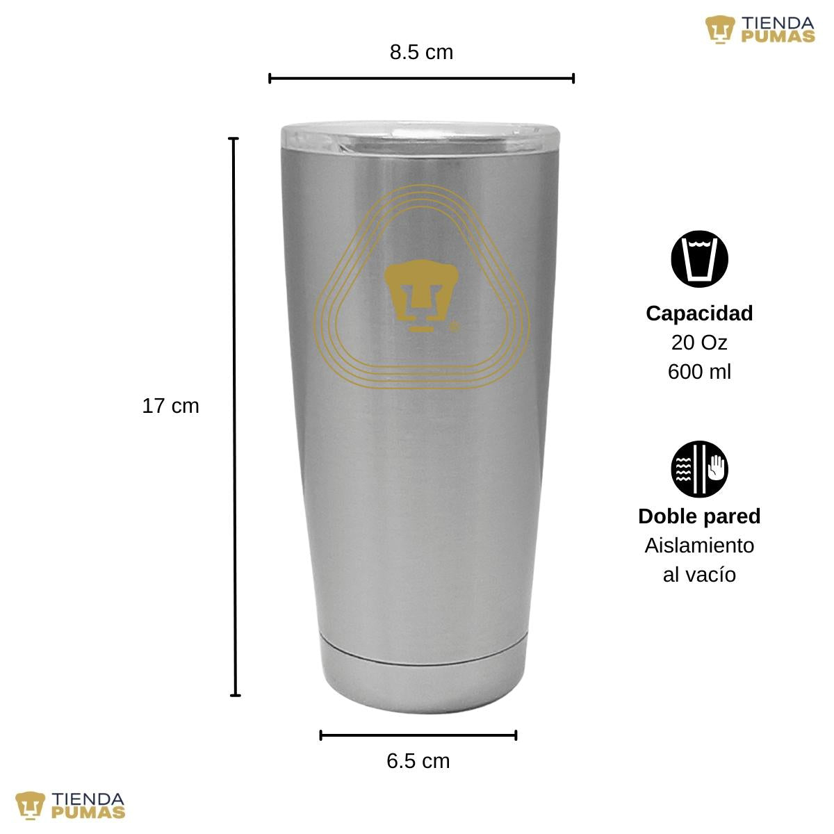 Termo 20 Oz Pumas UNAM Logo Líneas