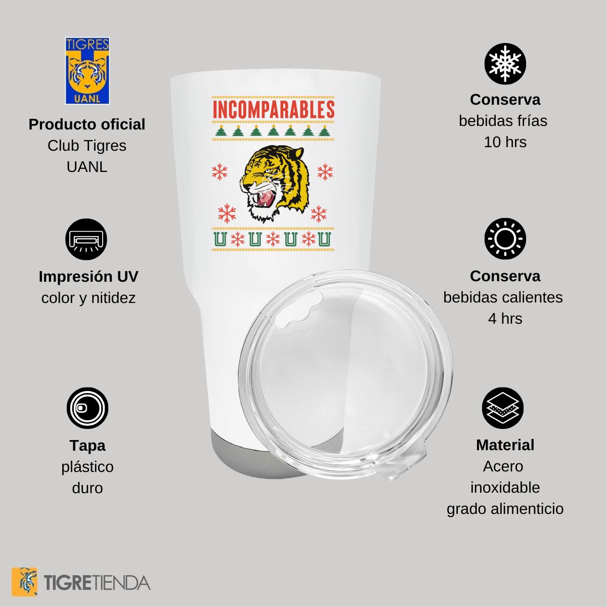 Termo 30 Oz Tigres UANL Incomparables Navideño