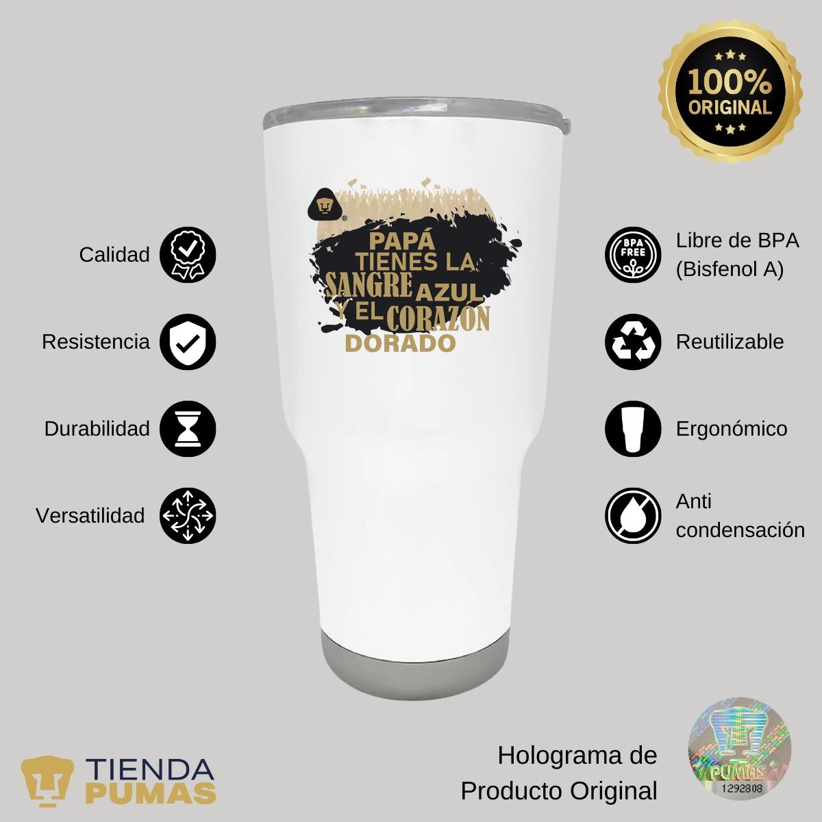 Termo Vaso Térmico 30 Oz Pumas UNAM Papá sangre azul