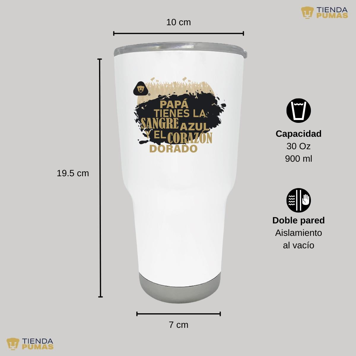 Termo Vaso Térmico 30 Oz Pumas UNAM Papá sangre azul