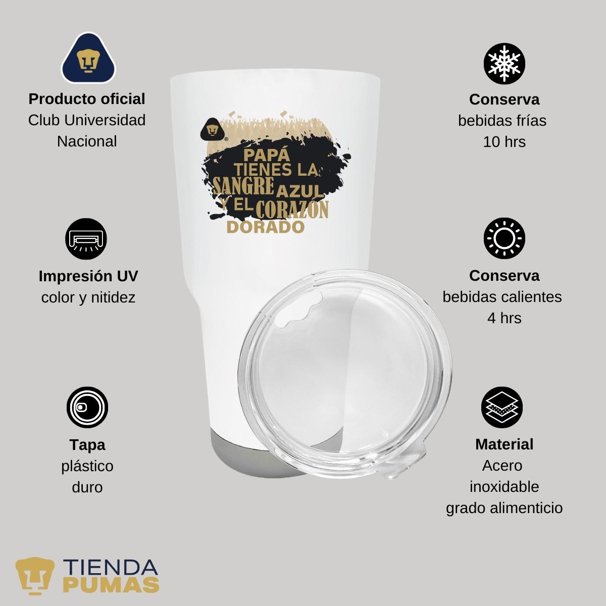 Termo Vaso Térmico 30 Oz Pumas UNAM Papá sangre azul