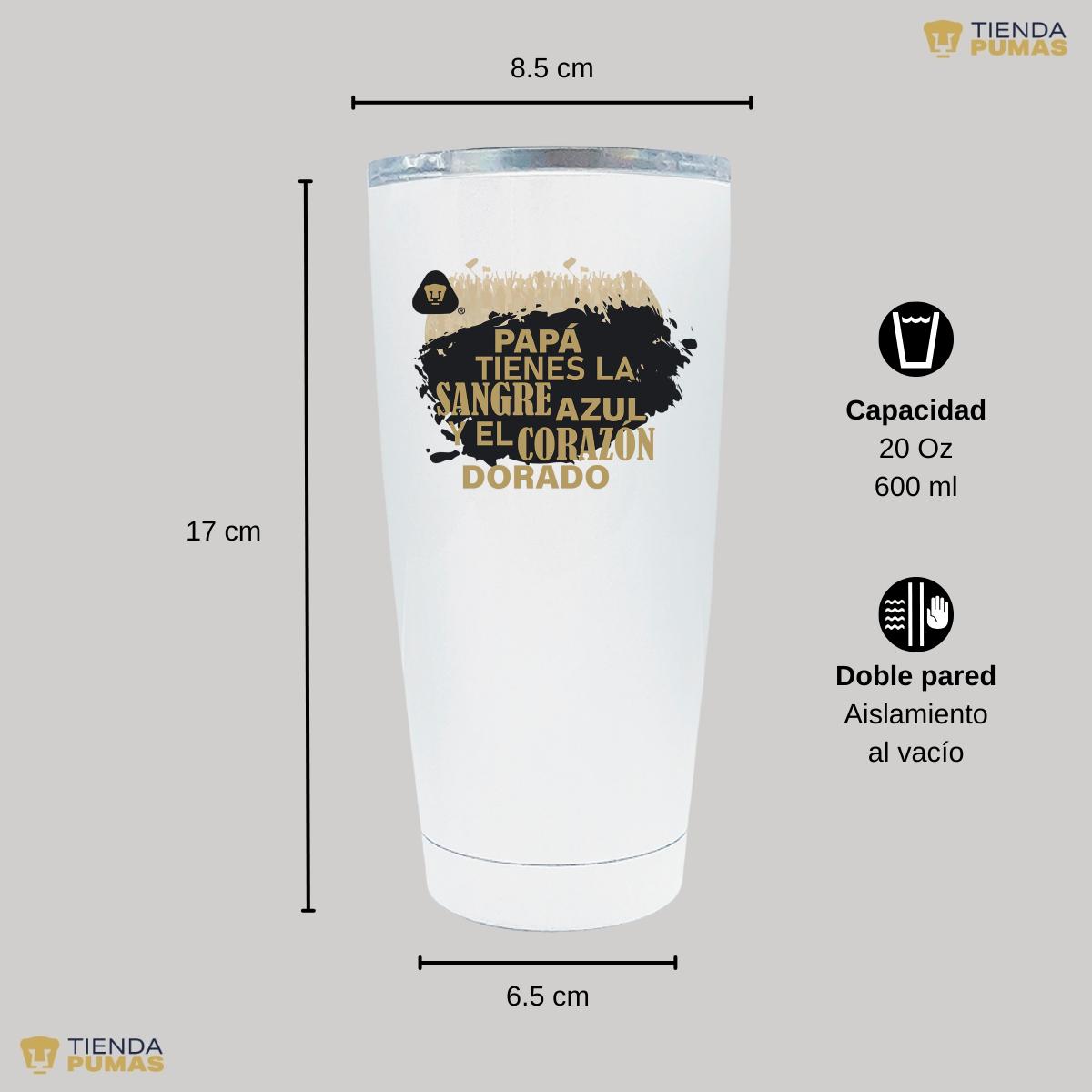 Termo Vaso Térmico 20 Oz Pumas UNAM Papá sangre azul