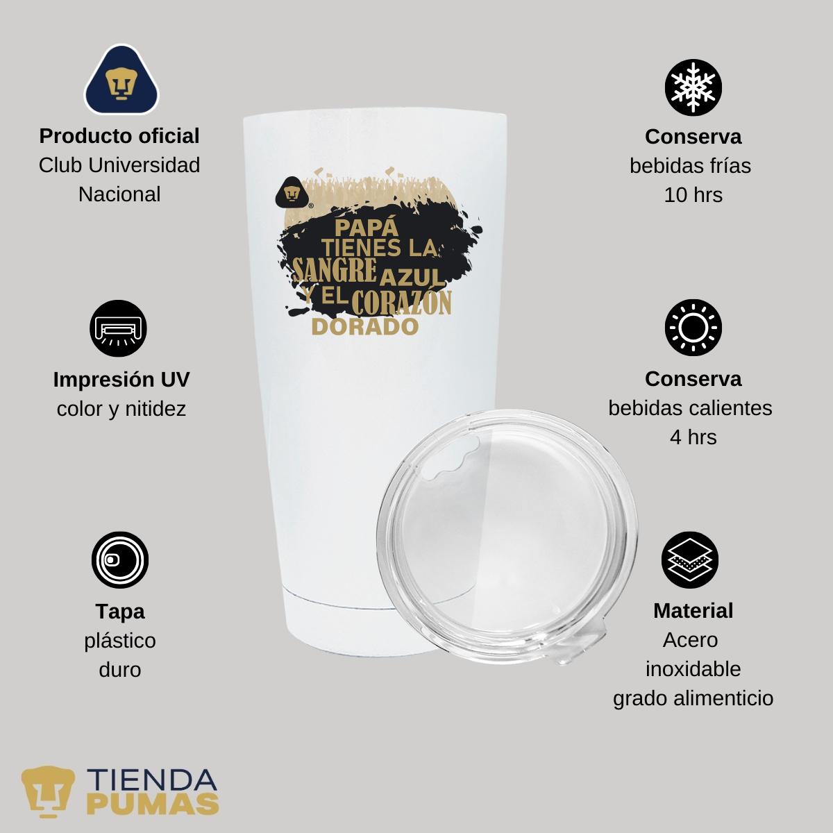 Termo Vaso Térmico 20 Oz Pumas UNAM Papá sangre azul