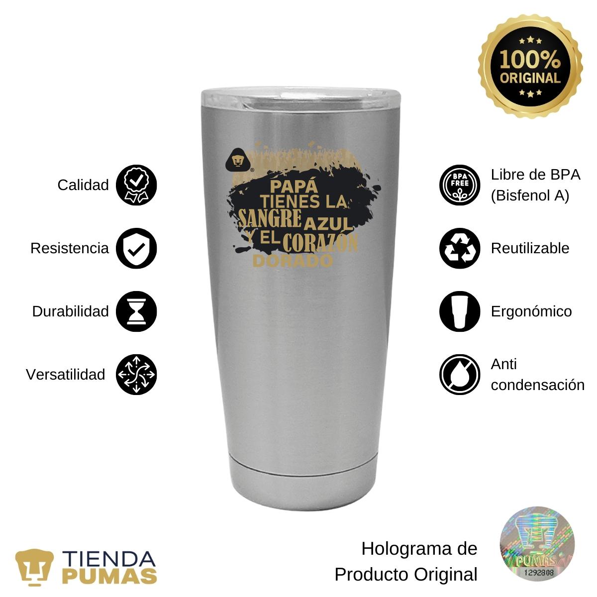 Termo Vaso Térmico 20 Oz Pumas UNAM Papá sangre azul