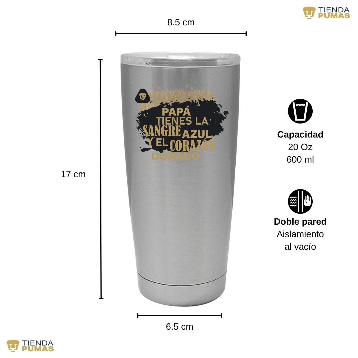 Termo Vaso Térmico 20 Oz Pumas UNAM Papá sangre azul