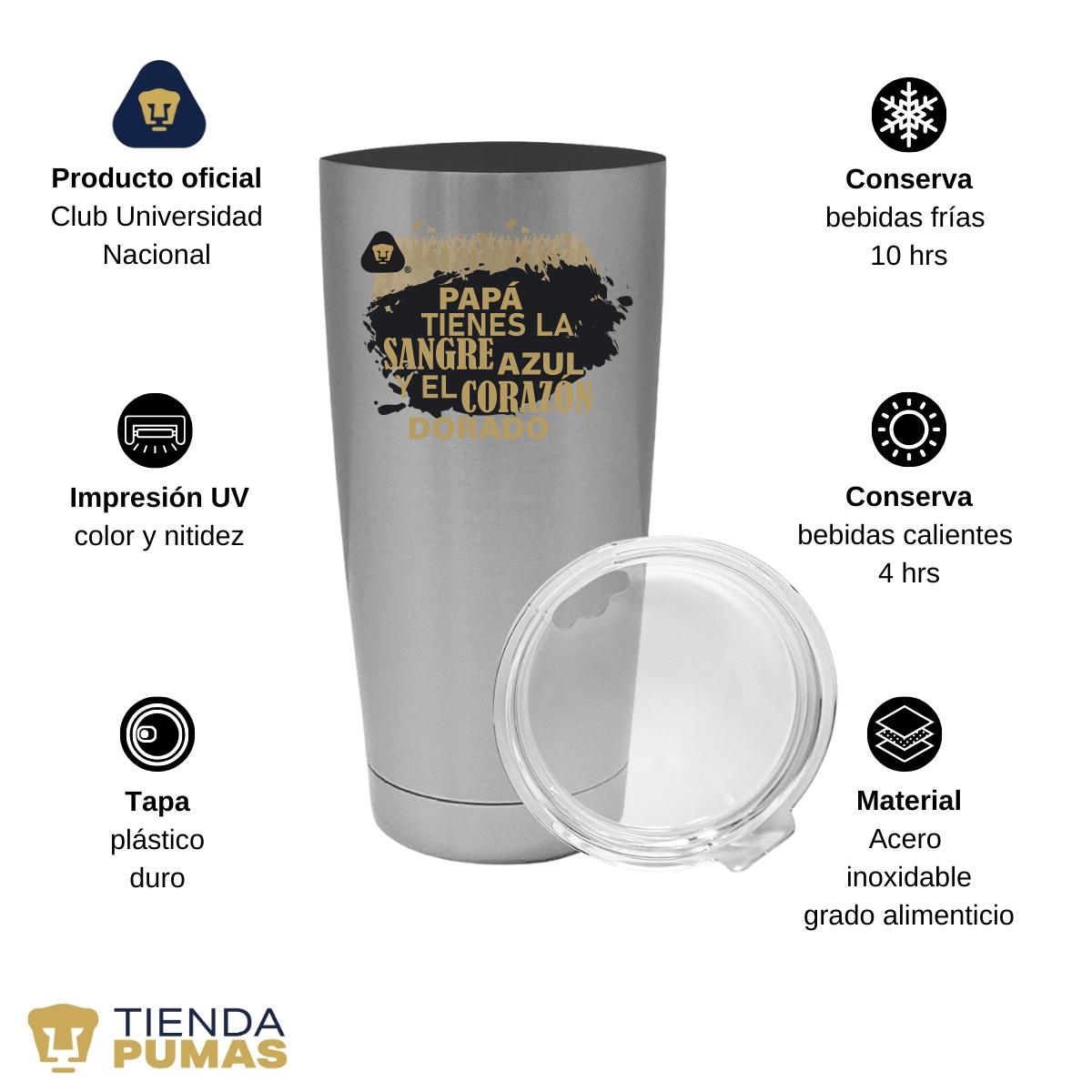 Termo Vaso Térmico 20 Oz Pumas UNAM Papá sangre azul