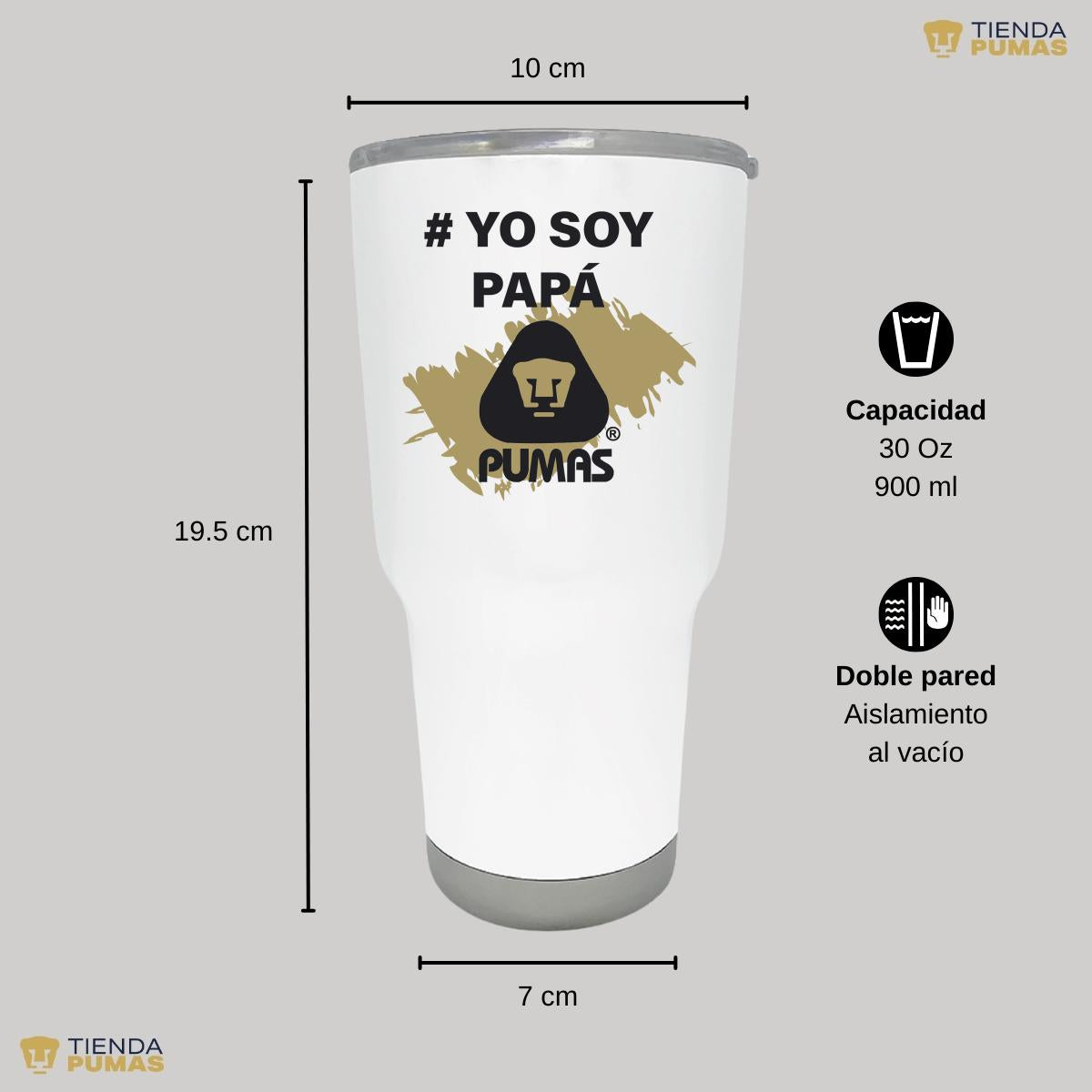 Termo Vaso Térmico 30 Oz Pumas UNAM Yo soy papá Pumas