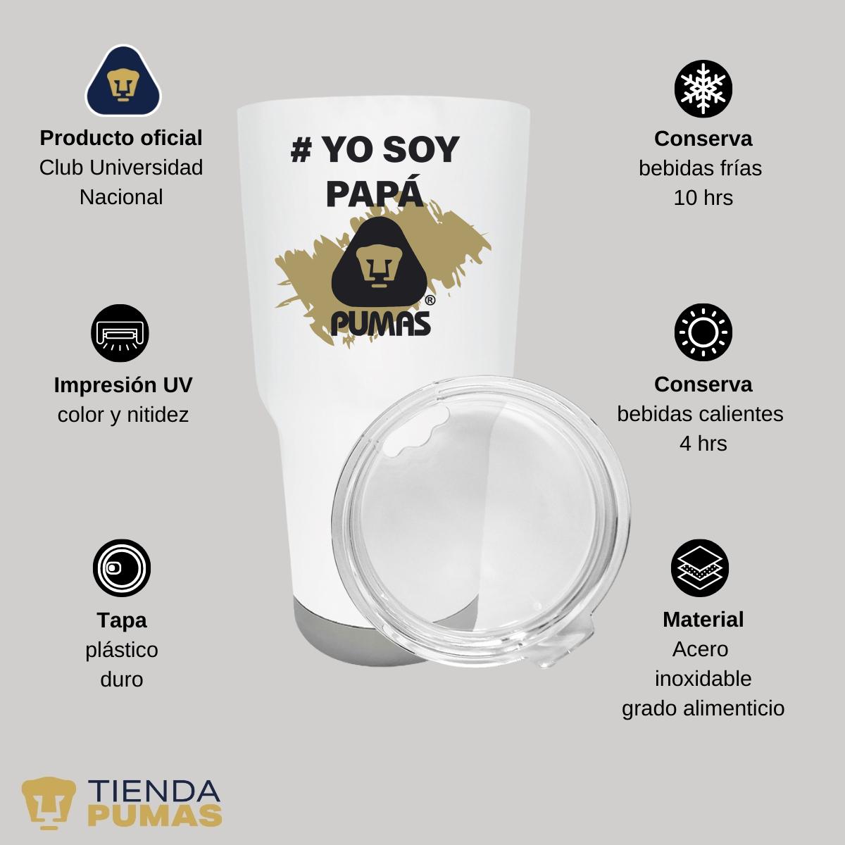 Termo Vaso Térmico 30 Oz Pumas UNAM Yo soy papá Pumas