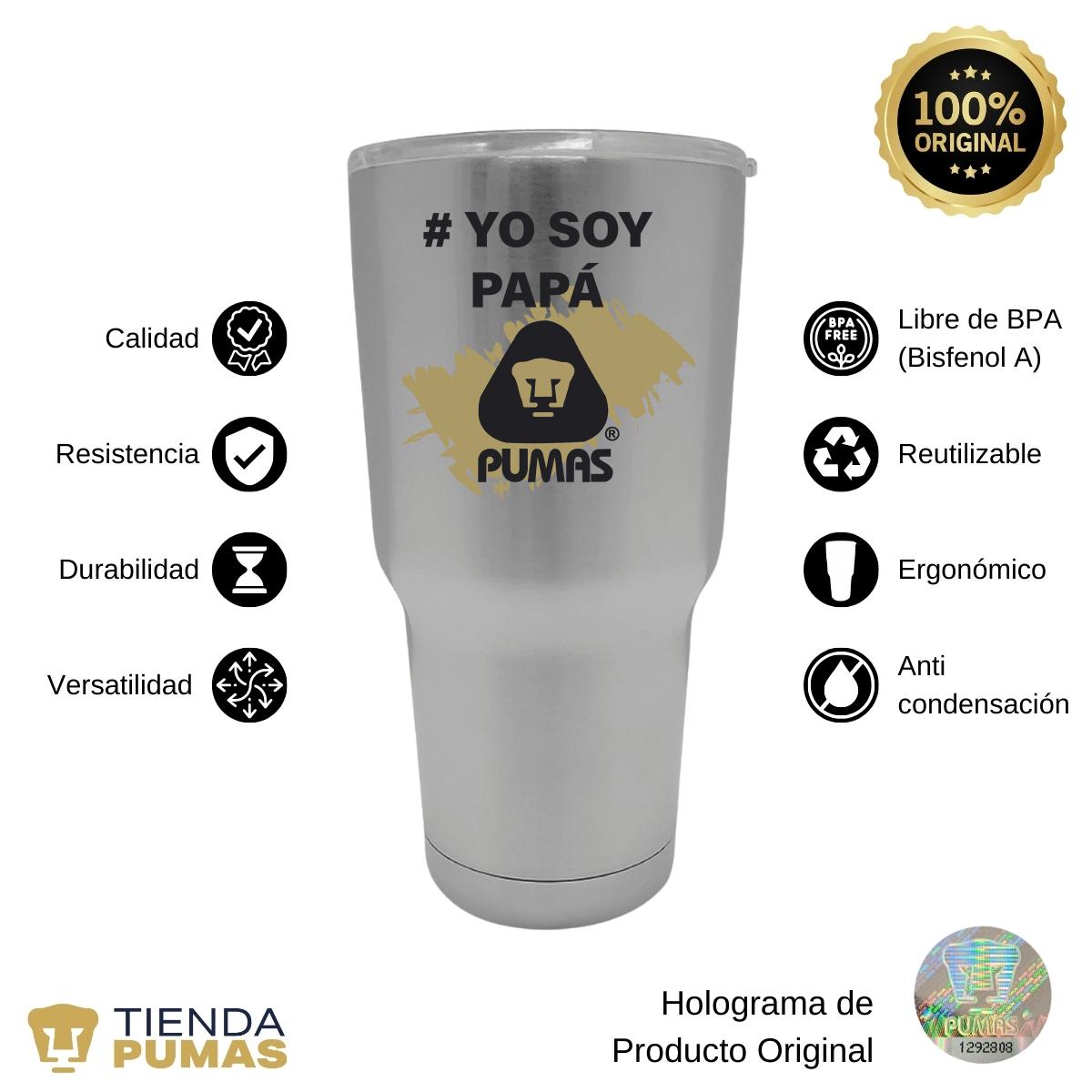 Termo Vaso Térmico 30 Oz Pumas UNAM Yo soy papá Pumas