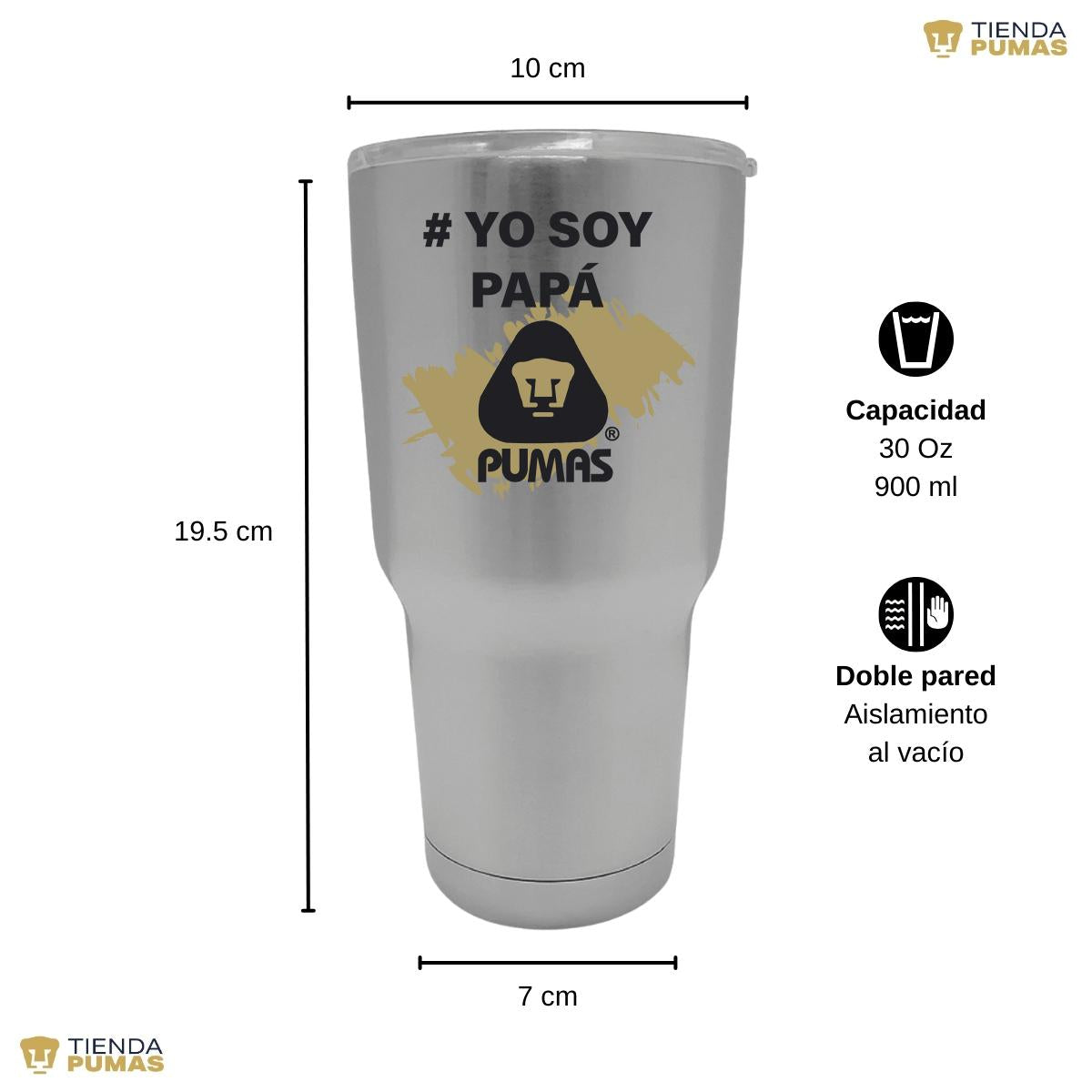 Termo Vaso Térmico 30 Oz Pumas UNAM Yo soy papá Pumas