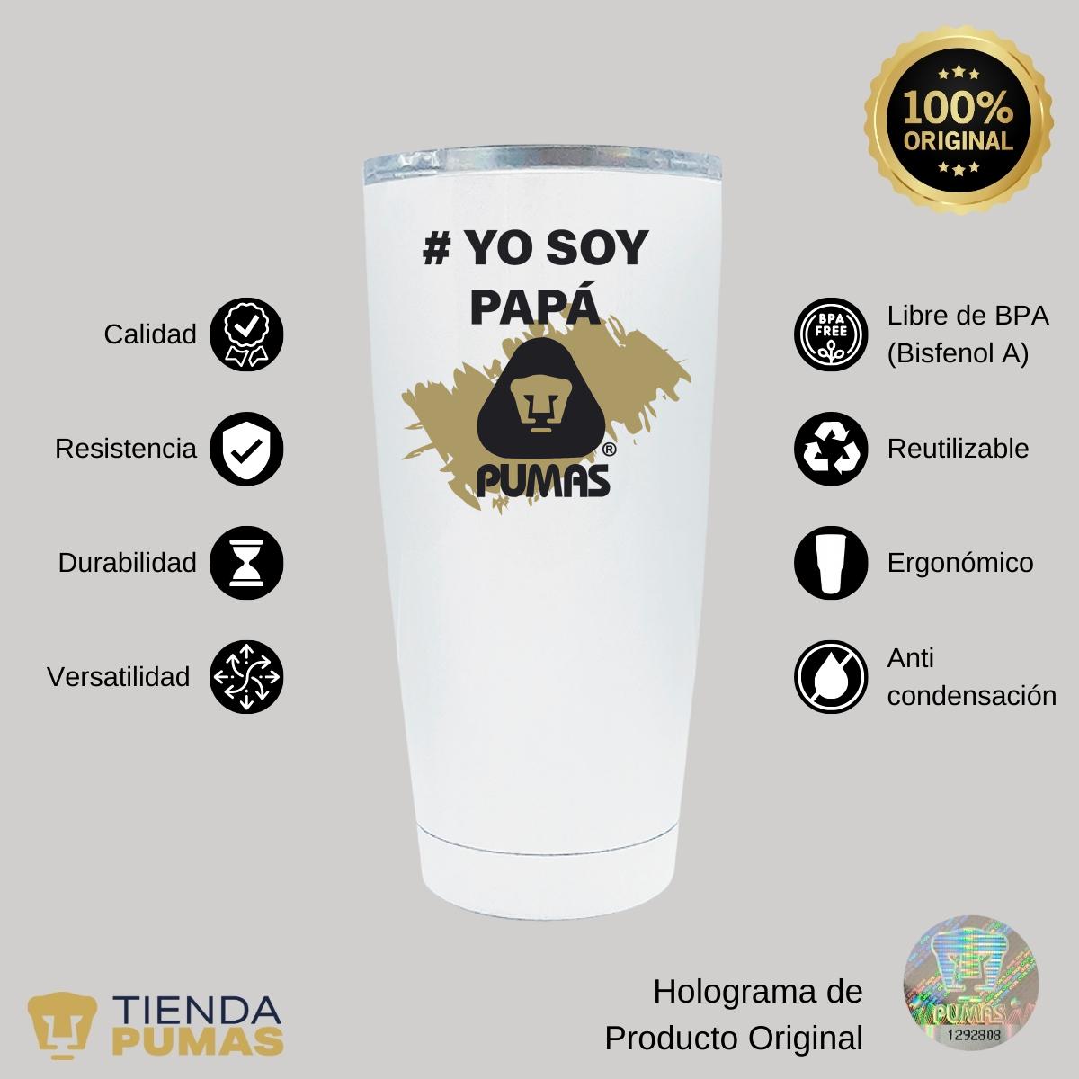 Termo Vaso Térmico 20 Oz Pumas UNAM Yo soy papá Pumas