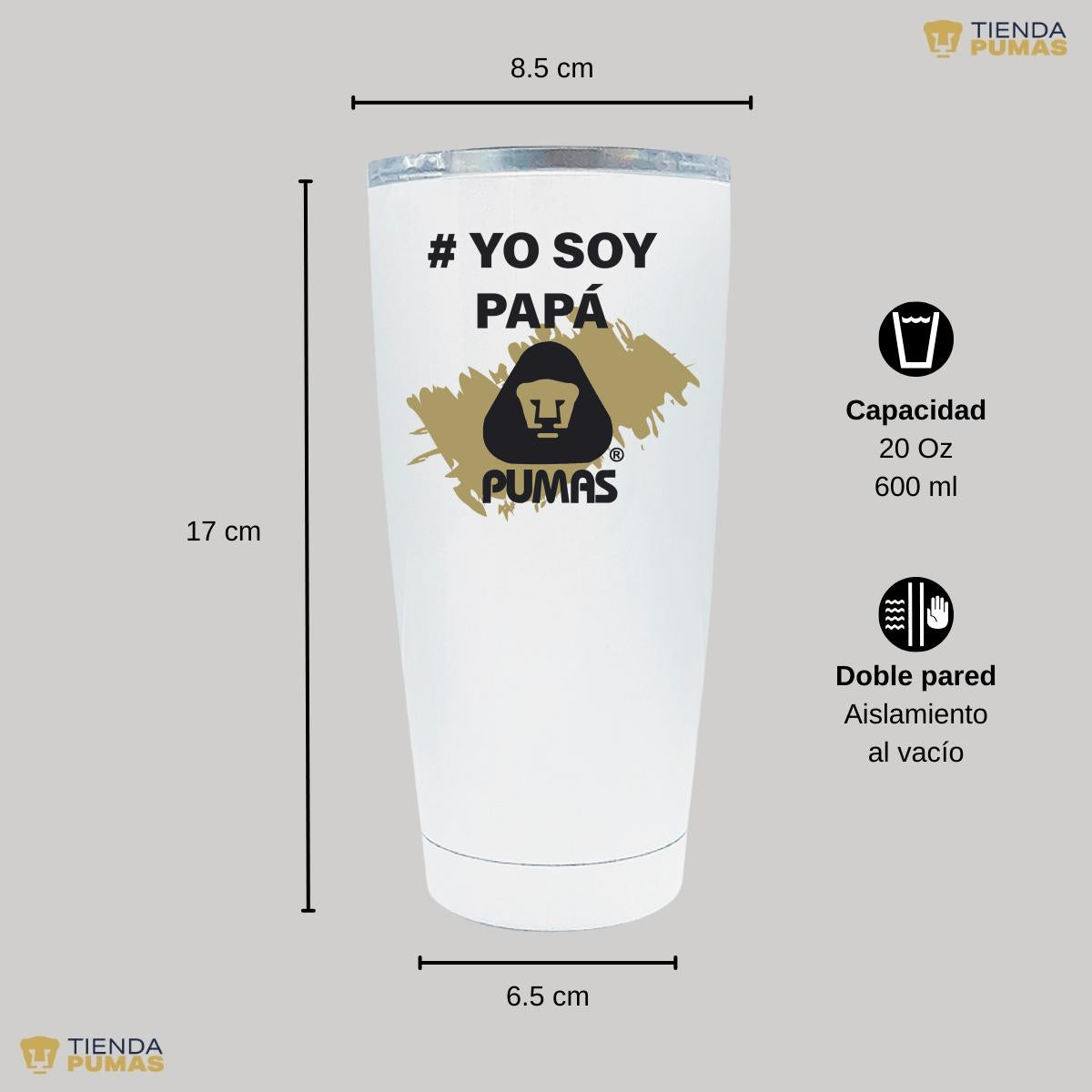 Termo Vaso Térmico 20 Oz Pumas UNAM Yo soy papá Pumas