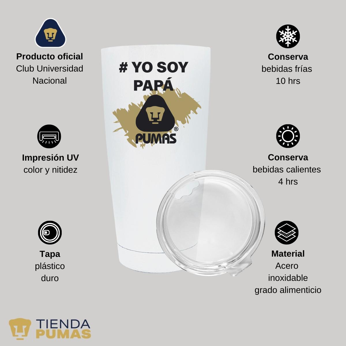 Termo Vaso Térmico 20 Oz Pumas UNAM Yo soy papá Pumas