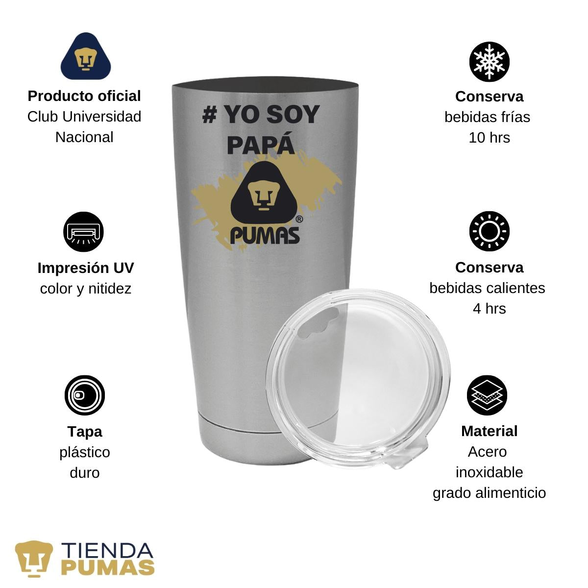 Termo Vaso Térmico 20 Oz Pumas UNAM Yo soy papá Pumas