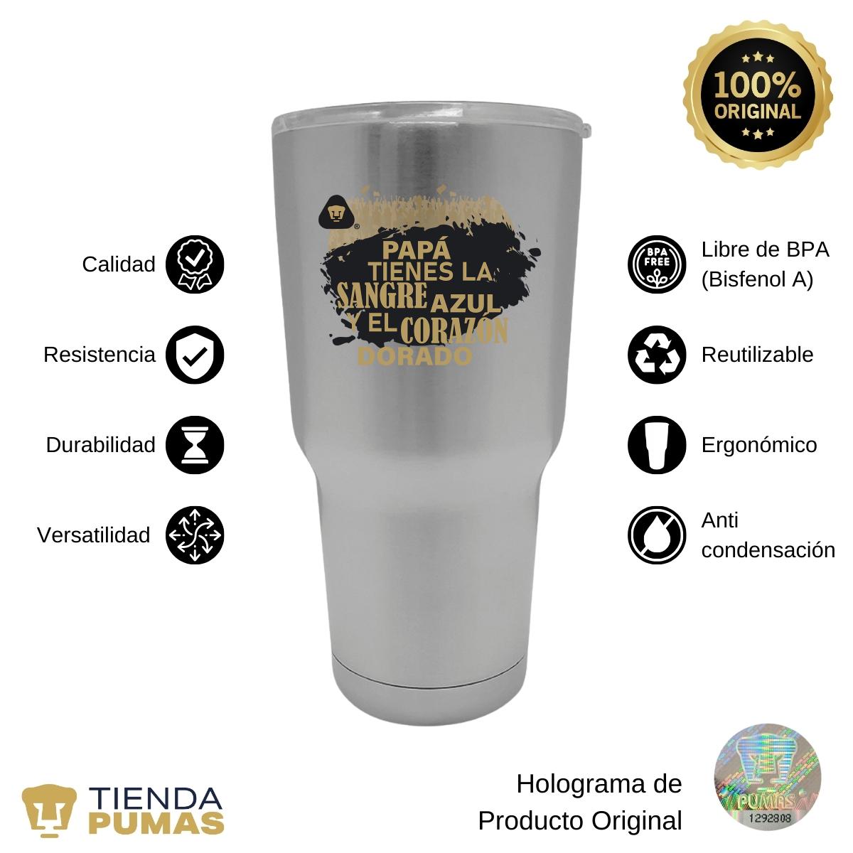 Termo Vaso Térmico 30 Oz Pumas UNAM Papá sangre azul