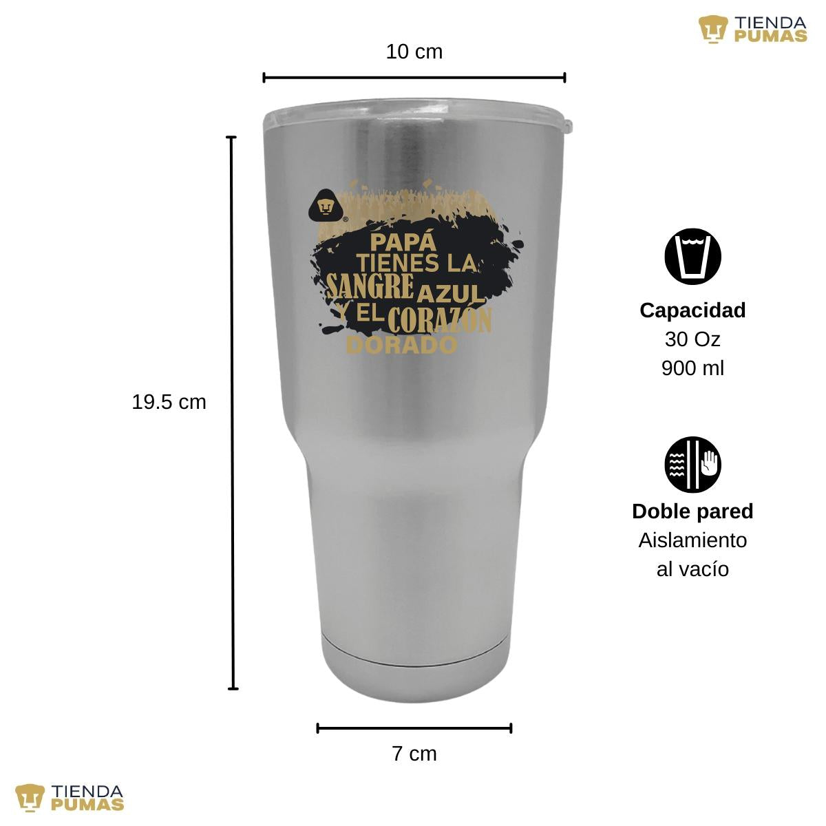 Termo Vaso Térmico 30 Oz Pumas UNAM Papá sangre azul