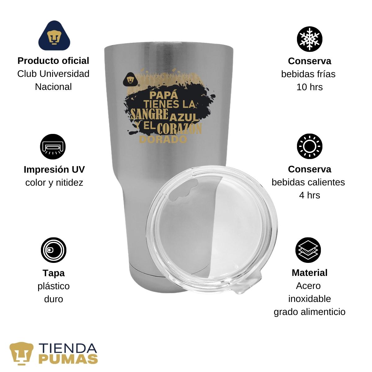 Termo Vaso Térmico 30 Oz Pumas UNAM Papá sangre azul